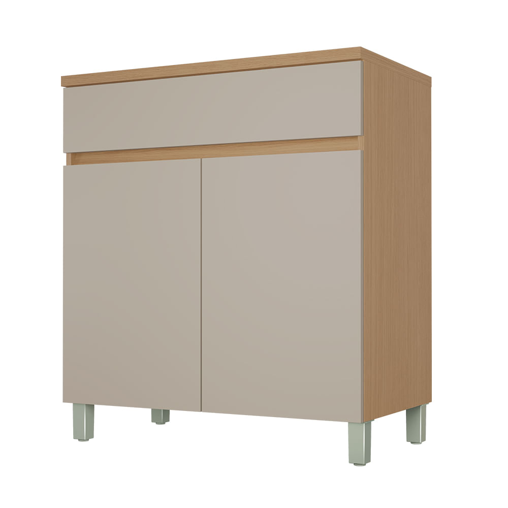 Balcão Nesher Realeza Premium 80cm com 2 Portas e 1 Gaveta - Carvalho/Greige