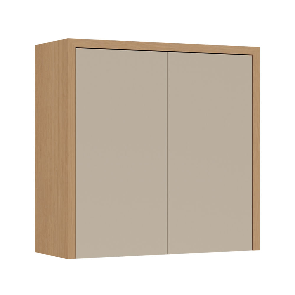 Armário Aéreo Nesher Condessa 80cm 2 Portas - Carvalho/Greige