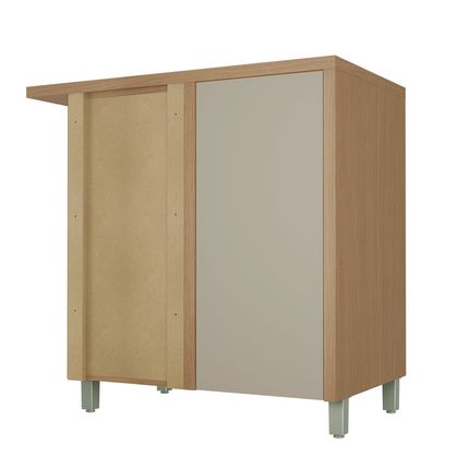 Balcão Canto Nesher Condessa Direita/Esquerda 93cm 01 Porta Tampo MDF - Carvalho/Greige