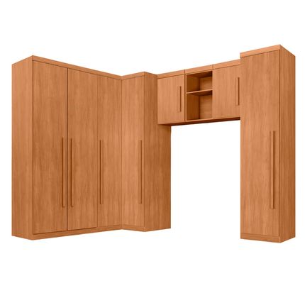 Guarda Roupa Modulado Benetil Dallas Solteiro Prateleiras 7 Portas e 3 Gavetas - Cinamomo