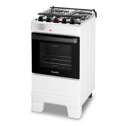 Fogão Esmaltec Ideal Top 4 bocas com Mesa de Inox e Acendimento automático - Branco