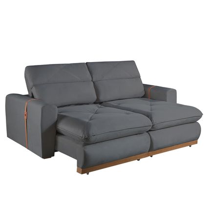 Sofá Retrátil e Reclinável Dvitrine Majestic 250cm D28 Tecido em Veludo - Cinza