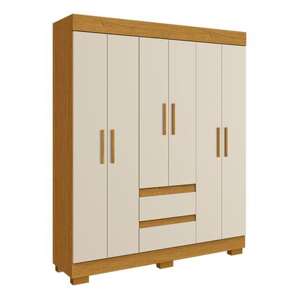 Guarda Roupa ACP Maya Plus 6 Portas com pés - Cinamomo/Off White