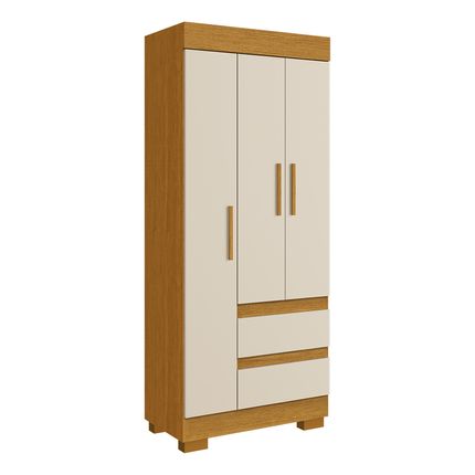 Guarda Roupa ACP Maya Plus 3 Portas e 2 gavetas com pés - Cinamomo/Off White