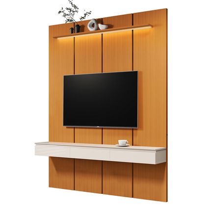 Home EDN Estone Suspenso 180cm para TV de até 75'' com LED - Cedro/Off White