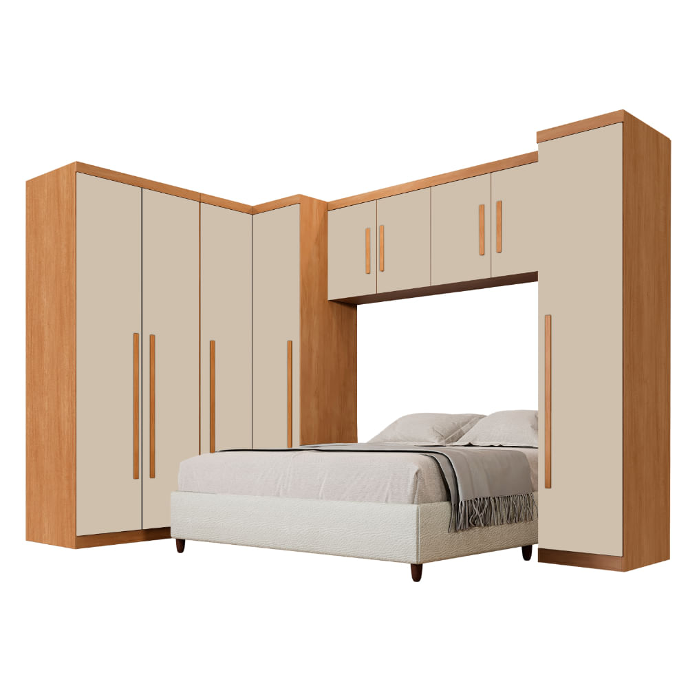 Guarda Roupa Modulado Benetil Dallas com 9 Portas - Cinamomo/Off White