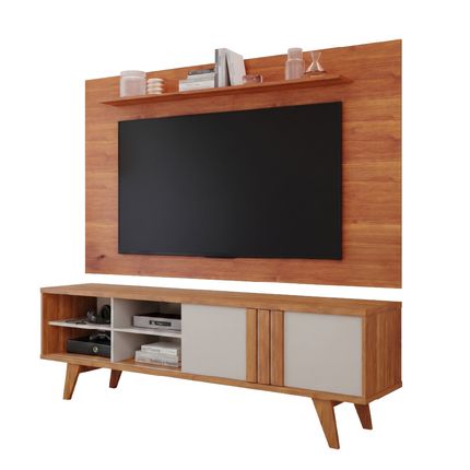 Painel Permóbili Berlim + Bancada Permóbili Paraty para TV até 60'' - Cinamomo/Off White
