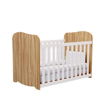 Berço Peroba Uli Simples 100% MDF - Amêndoa/Branco Brilho