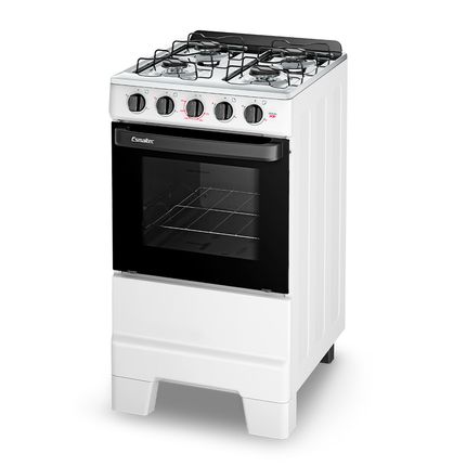Fogão Esmaltec Ideal Pop 4 Bocas com Acendimento Manual Mesa de Inox Branco