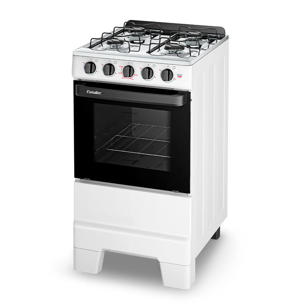 Fogão Esmaltec Ideal Pop 4 Bocas com Acendimento Manual Mesa de Inox Branco
