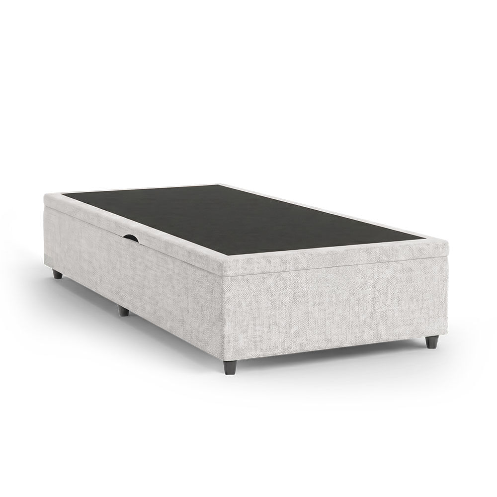 Base Box Baú Solteiro 88cm BEQAA Tecido Linho com Pistão a gás - Bege