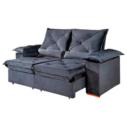 Sofá Retrátil e Reclinável 200cm Imperial D26 Tecido Veludo - Cinza