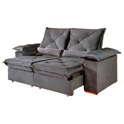Sofá Retrátil e Reclinável 200cm Imperial D26 Tecido Veludo - Capuccino
