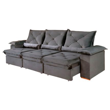 Sofá Retrátil e Reclinável 275cm Imperial D26 Tecido Veludo - Capuccino