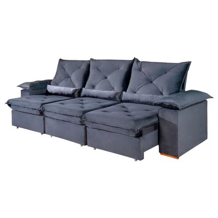 Sofá Retrátil e Reclinável 275cm Imperial D26 Tecido Veludo - Cinza