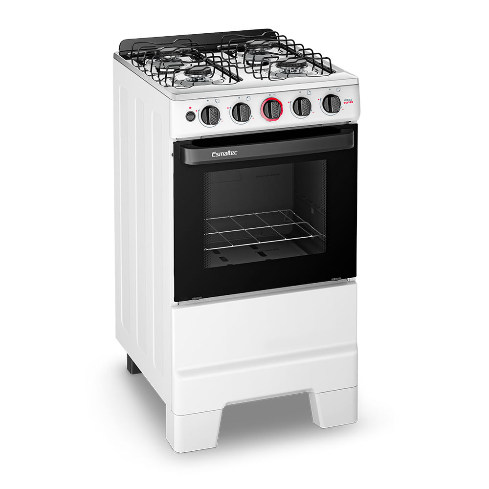 Fogão Esmaltec Ideal Super 4 Bocas com Mesa de Inox Automático Bivolt Branco