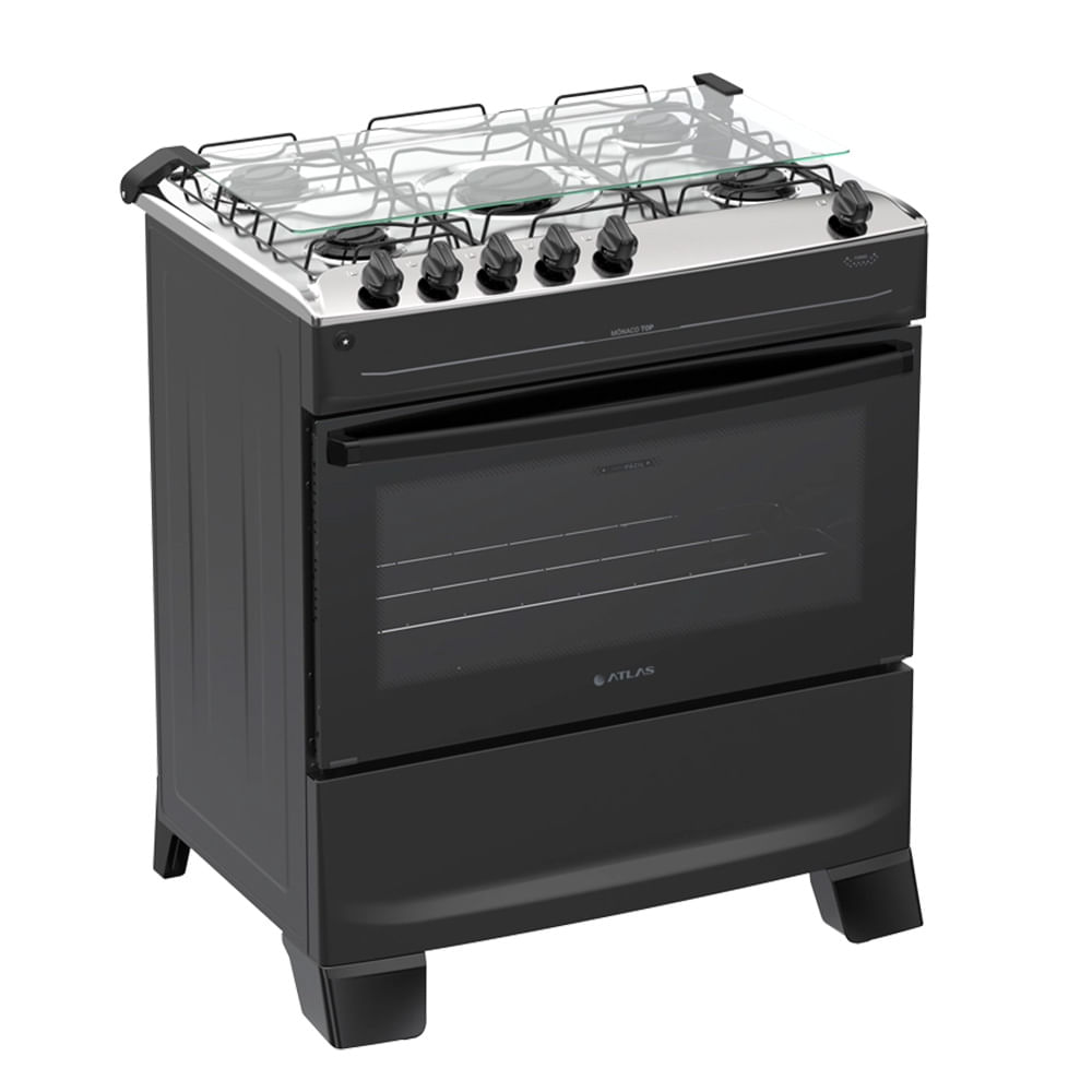 Fogão Atlas Mônaco Top 5 bocas com Acendimento Automático - Preto