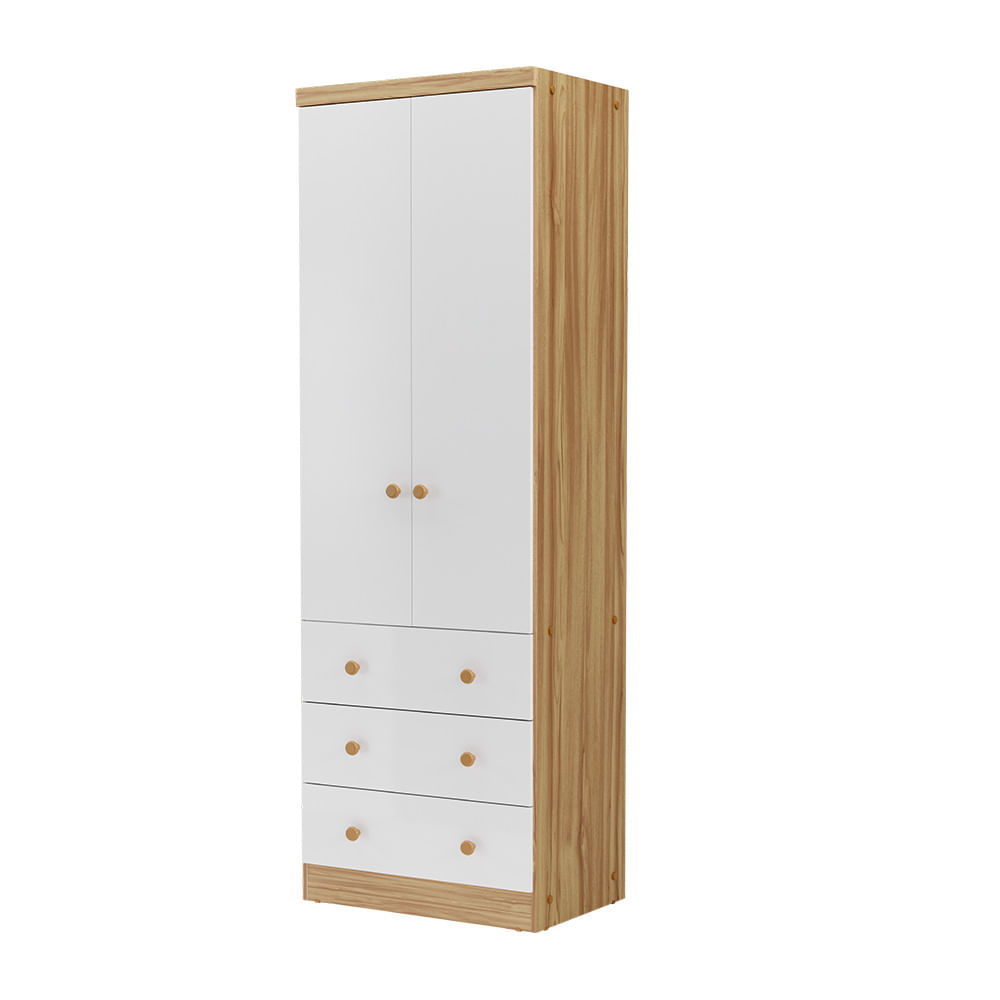 Guarda Roupa Infantil Peroba Junior New 2 Portas - Amêndoa/Branco