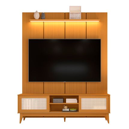 Painel EDN Estone 180cm + Rack EDN Andros para TV até 75'' - Cedro/Off White