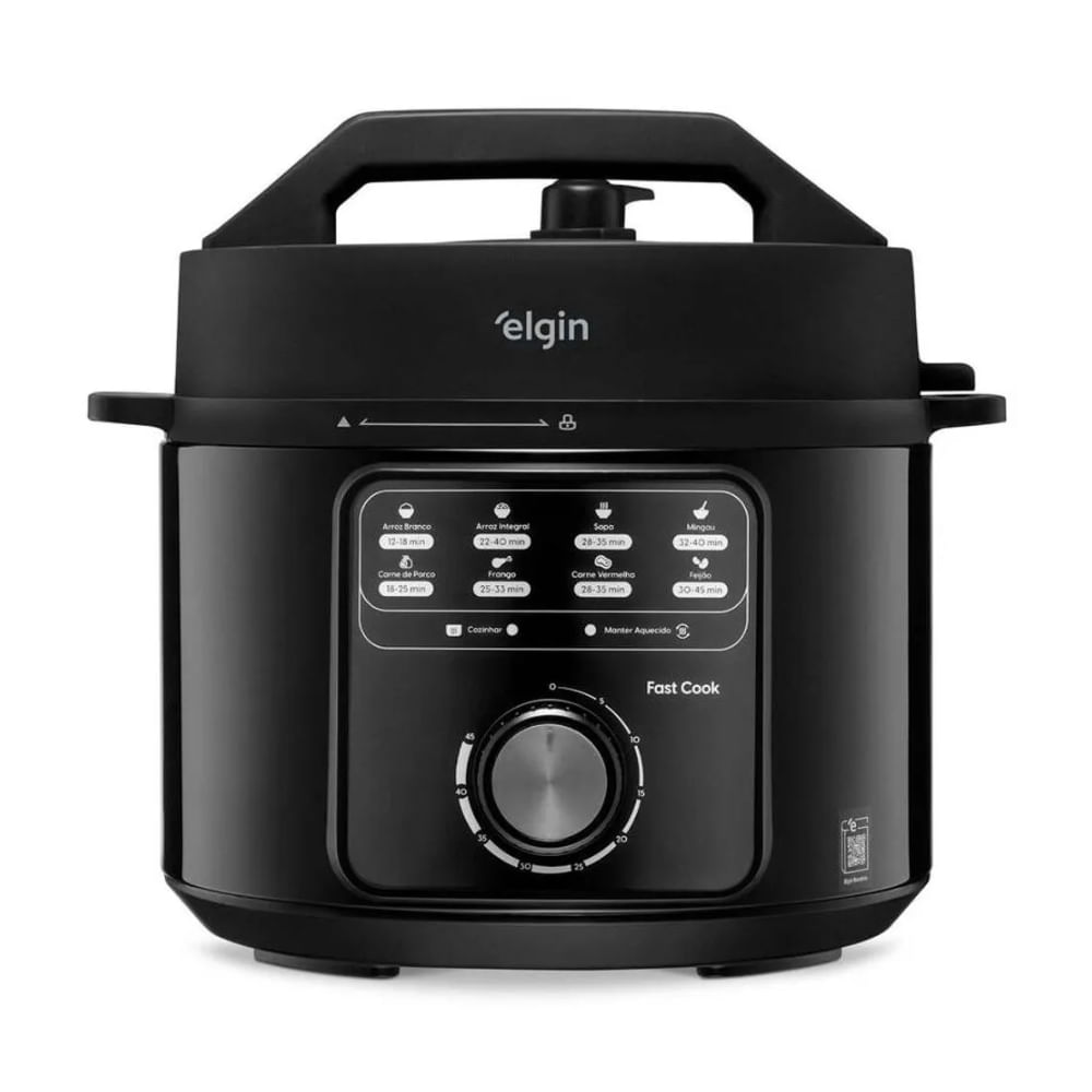 Panela de Pressão Elétrica Fast Cook Elgin 4 Litros 900W Preta