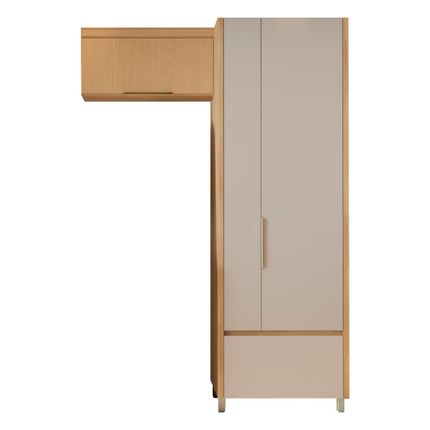 Kit Armário Multiuso Lavanderia e Aéreo Nesher 3 Portas - Nature/Greige