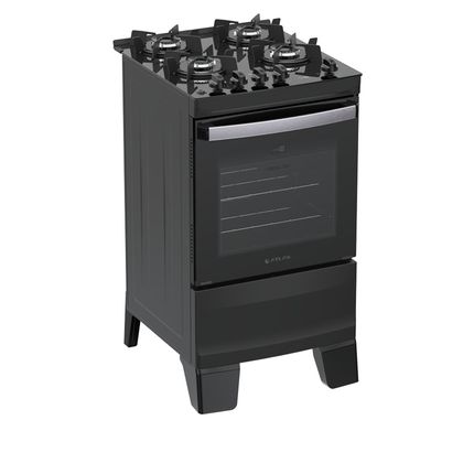 Fogão Atlas Agile Up Glass Automático 4 bocas com Mesa de Vidro Bivolt Preto