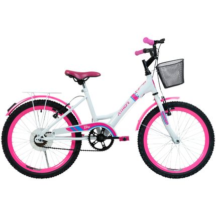 Bicicleta Athor Aro 20 Bliss com Cesta e Freio V-Brake - Branca/Rosa