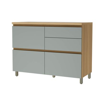 Balcão Nesher Rainha 120cm com 1 porta e 4 gavetas - Nature/Verde