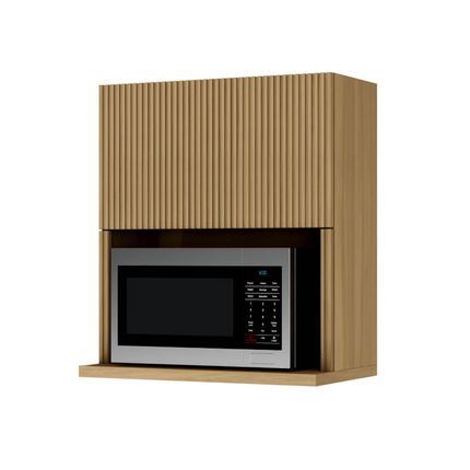 Armário Aéreo Nesher Rainha com 1 Porta Basculante e Nicho para Micro-ondas - Nature