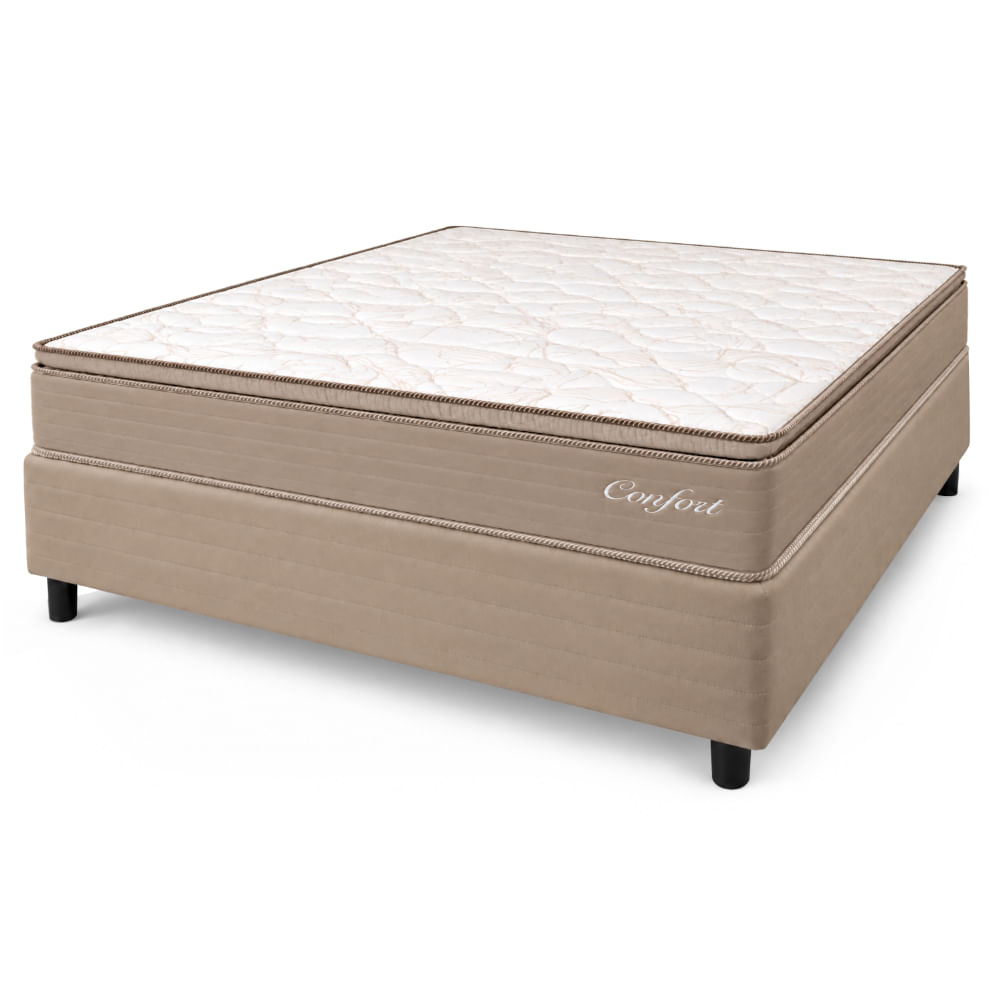 Colchão Casal Topázio Confort D28 + Box Topázio 138x188cm - Bege