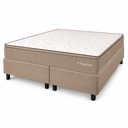 Colchão Queen Topázio Confort D28 + Box Topázio 158x198cm - Bege