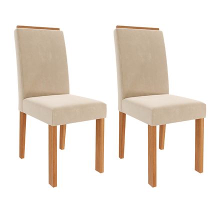 Conjunto com 2 Cadeiras Julia Cimol em MDF com Tecido Veludo - Cinamomo/Nude