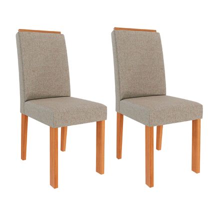 Conjunto com 2 Cadeiras Julia Cimol em MDF com Tecido Linho - Cinamomo/Bege