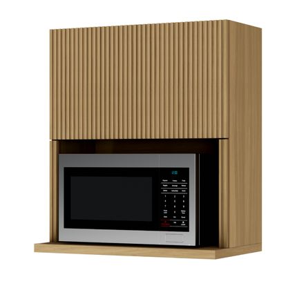 Armário Aéreo Nesher Rainha 70cm com 1 Porta e Nicho para Micro-ondas - Nature/Greige