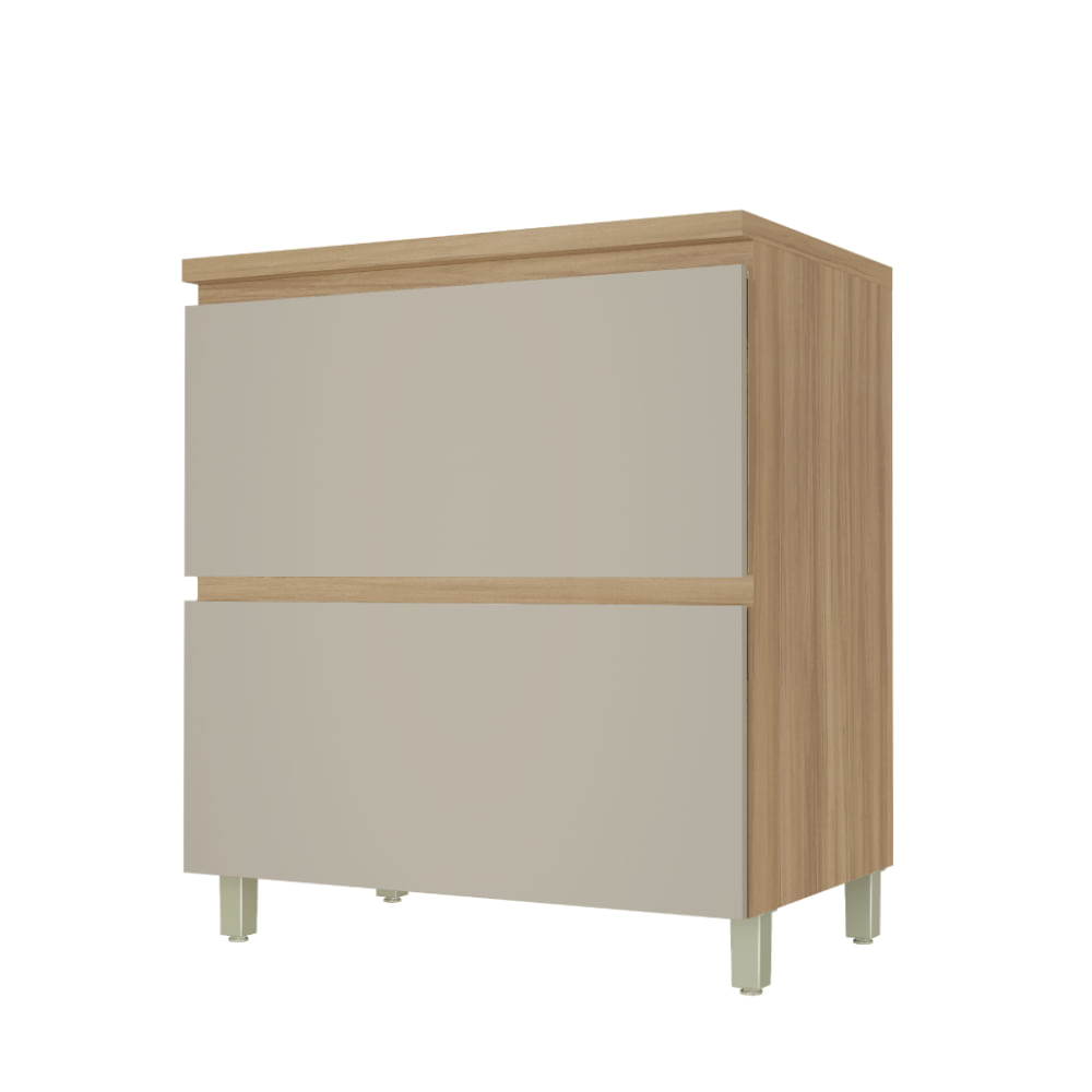 Balcão Nesher Rainha 80cm com 1 Porta e 1 Gaveta - Nature/Greige